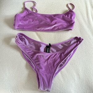 Lavender purple velvet Triangl brand bikini large top medium bottom